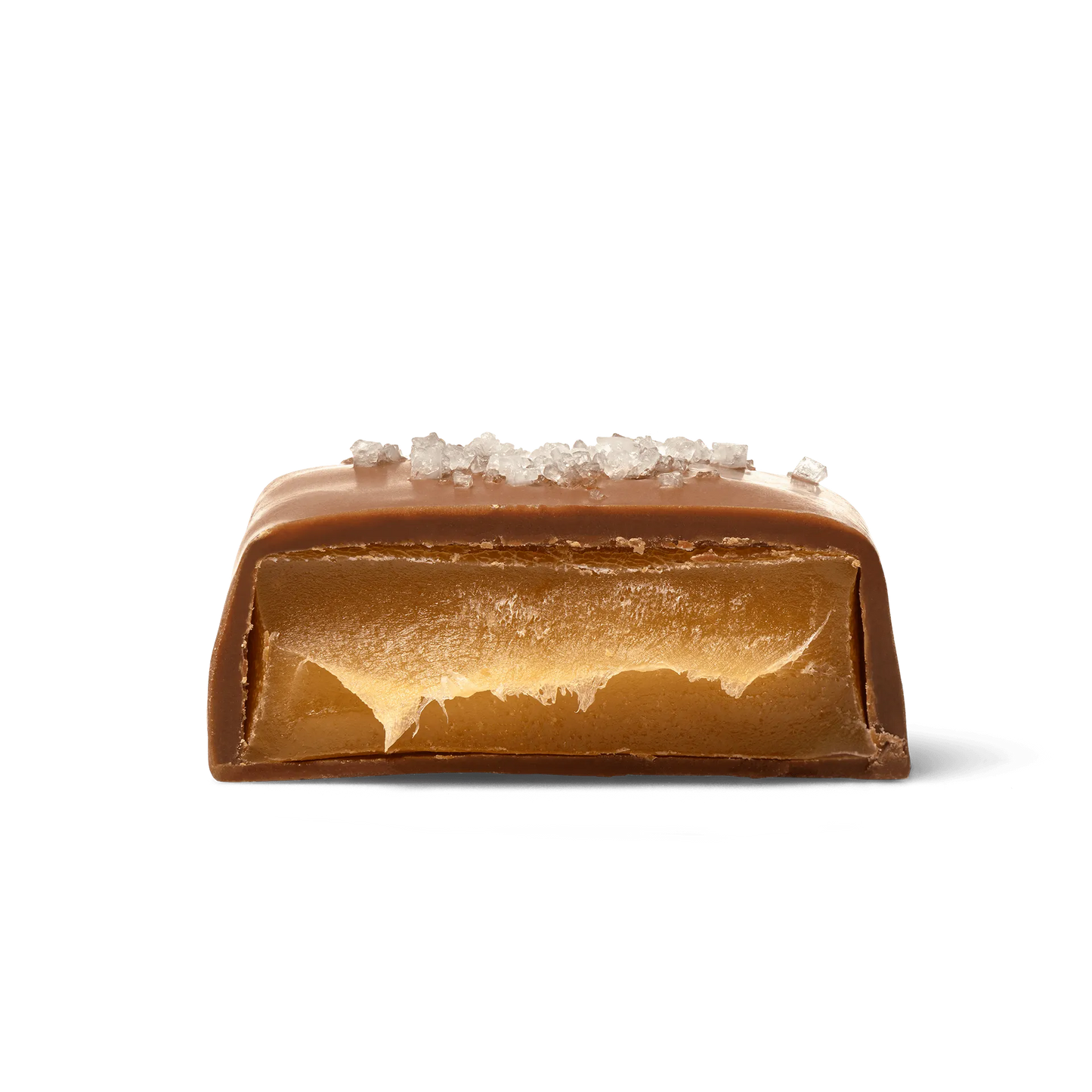Caramel candy bar with a white background