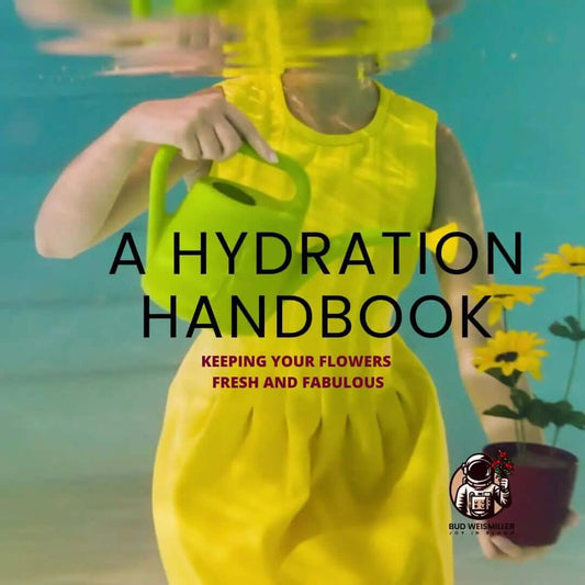 Underwater child in yellow dress watering bright flowers with a green watering can, bright and fresh