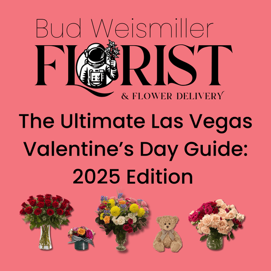 Bud Weismiller Florist Valentine’s Day guide 2025 with vibrant flower bouquets and a teddy bear
