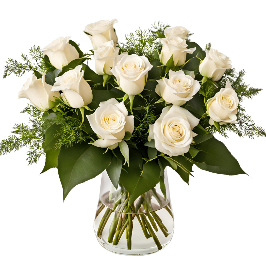 More Than A Dozen White Roses - Bud Weismiller Flowers