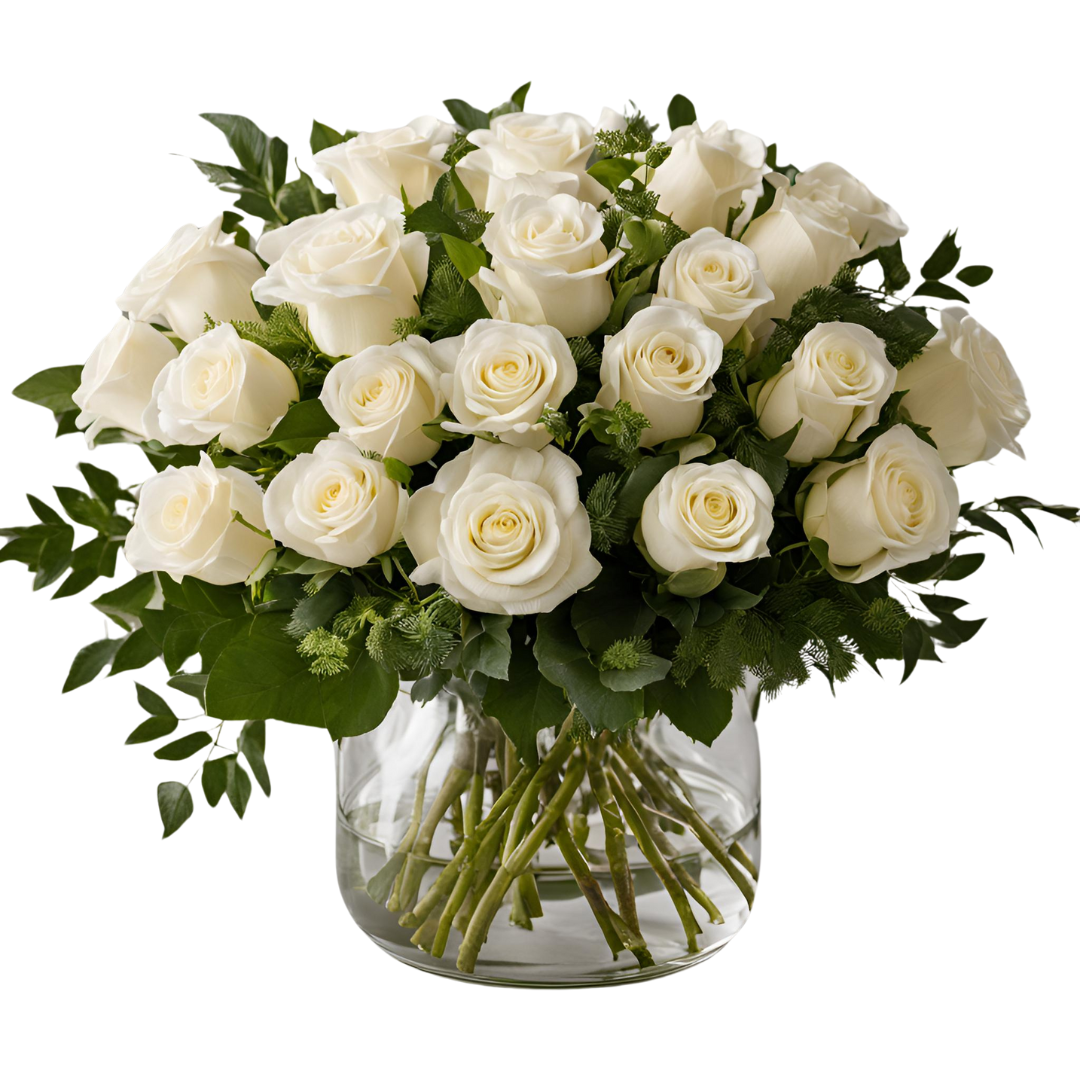 More Than A Dozen White Roses - Bud Weismiller Flowers