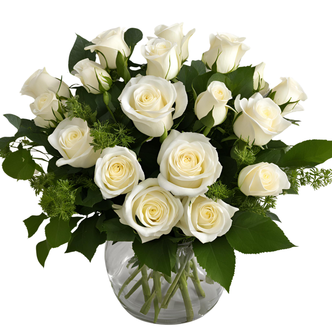 More Than A Dozen White Roses - Bud Weismiller Flowers