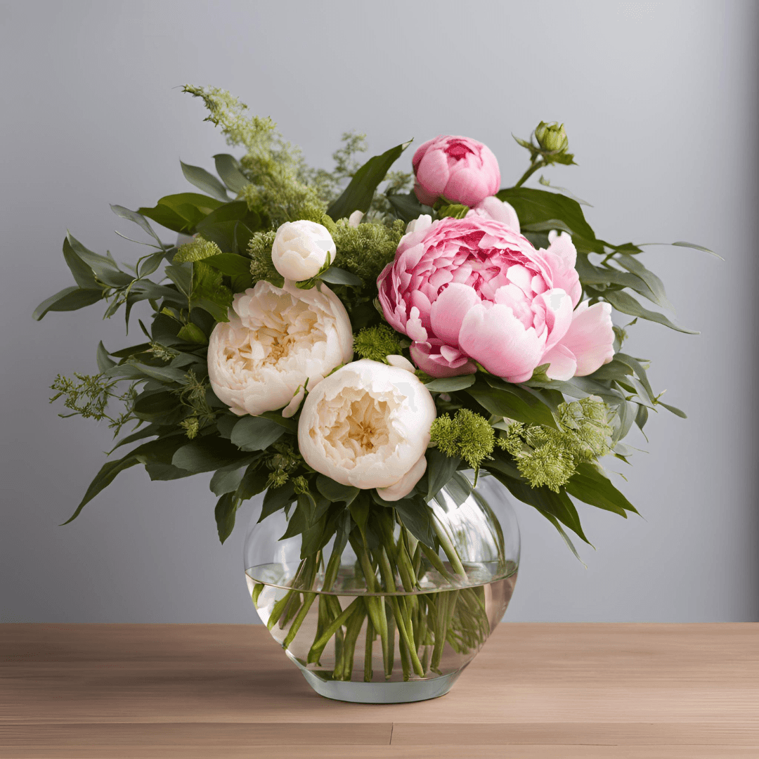 Classic Peony Arrangement – Timeless Elegance in Every Bloom - Bud Weismiller Flowers