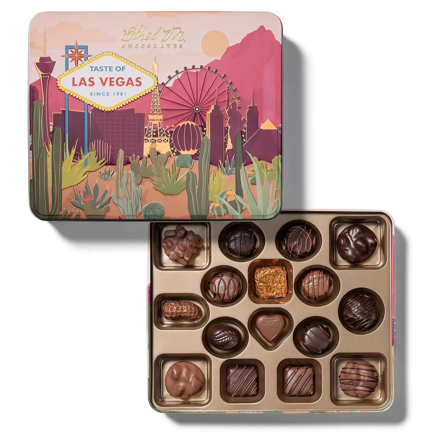 Ethel M Chocolates Taste of Las Vegas Chocolate 16-Piece Sampler – Premium Assorted Gift Box - Bud Weismiller Flowers