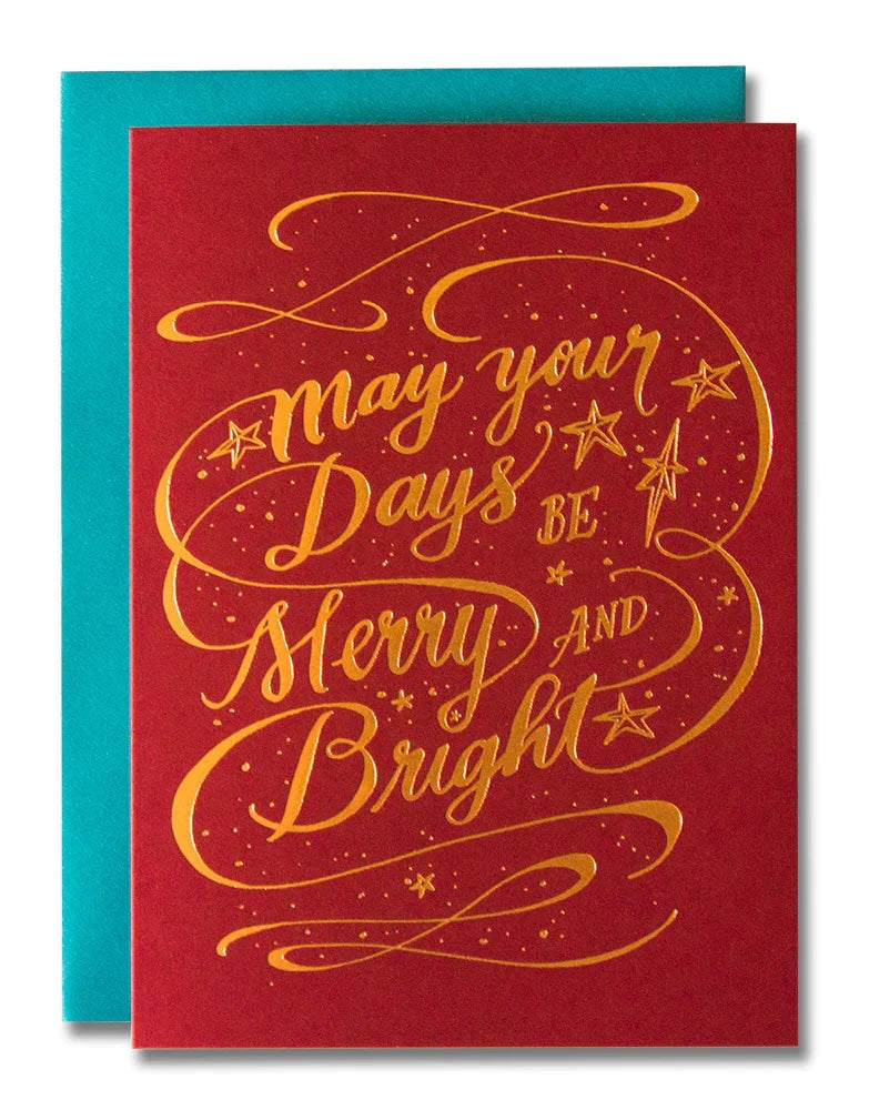 Merry and Bright Full-Size Christmas Greeting Card Perfect for Spreading Holiday Cheer - Bud Weismiller Flowers