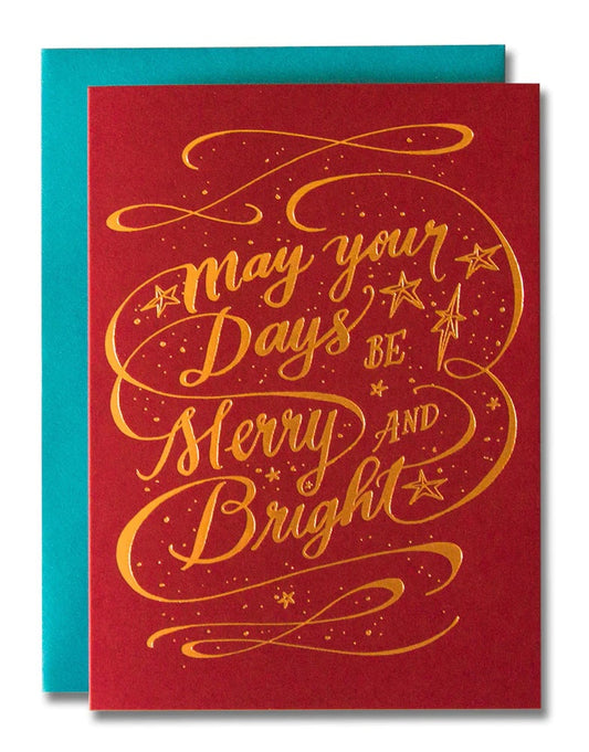 Merry and Bright Full-Size Christmas Greeting Card Perfect for Spreading Holiday Cheer - Bud Weismiller Flowers