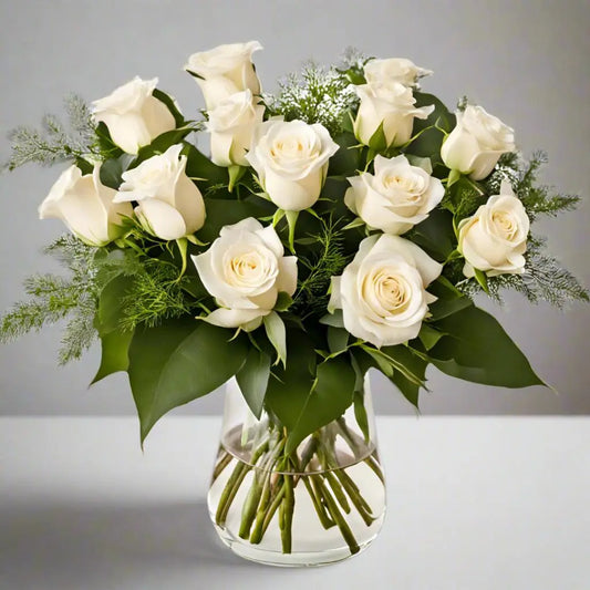 More Than A Dozen White Roses - Bud Weismiller Flowers