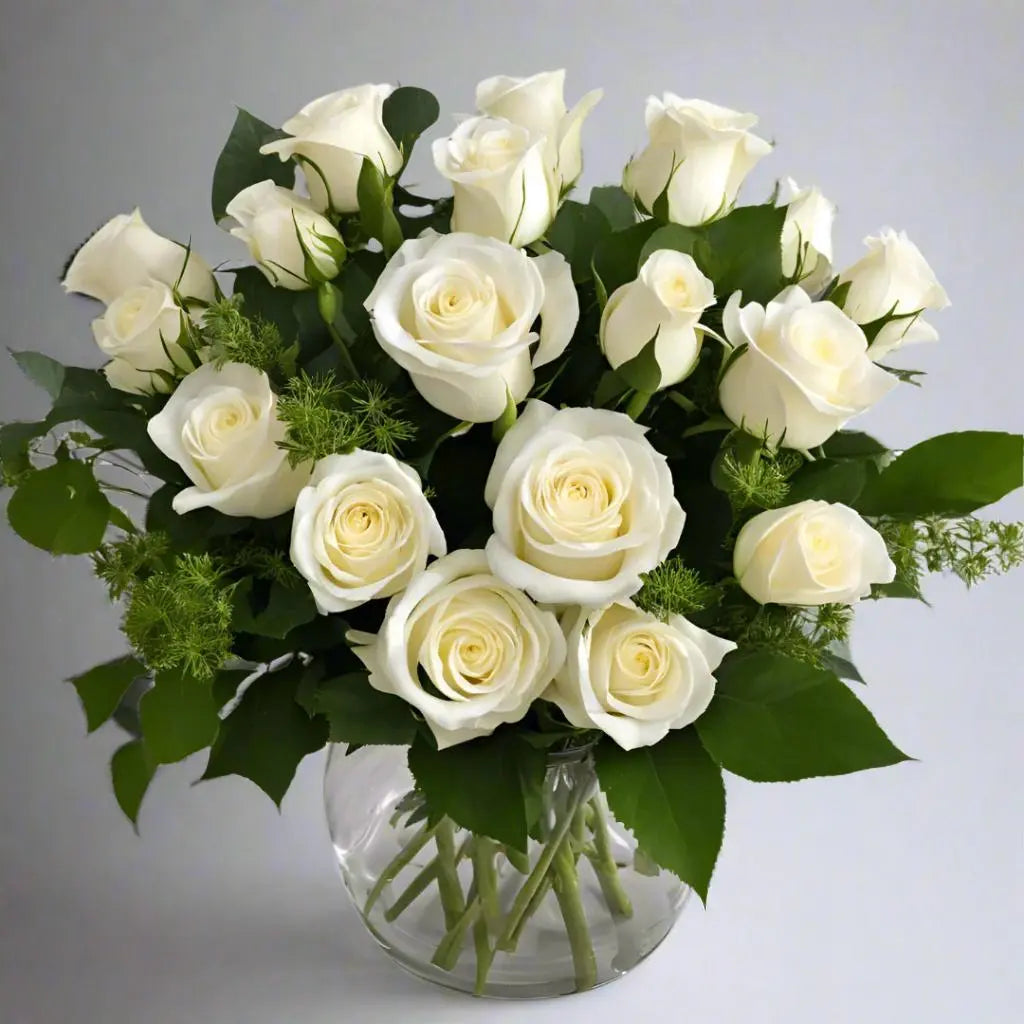 More Than A Dozen White Roses - Bud Weismiller Flowers