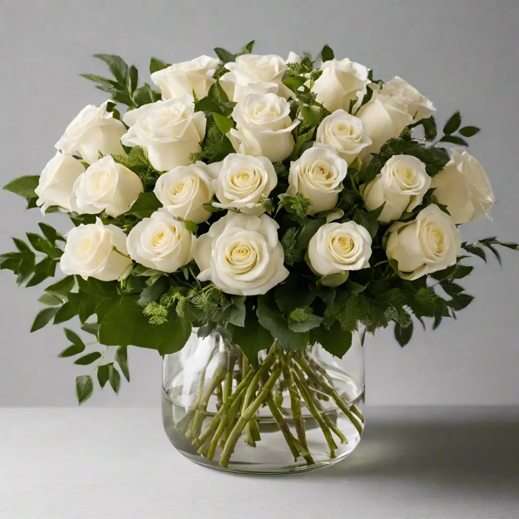 More Than A Dozen White Roses - Bud Weismiller Flowers