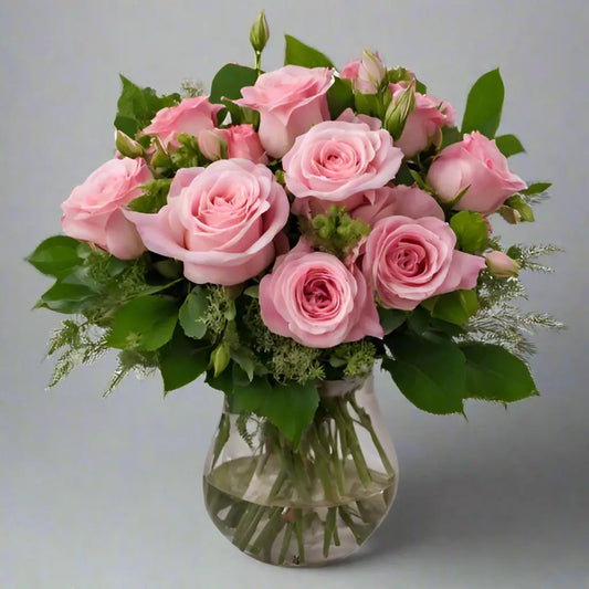 Pink Roses By The Dozen - Classic and Elegant Same-Day Delivery Throughout Las Vegas - Bud Weismiller Flowers