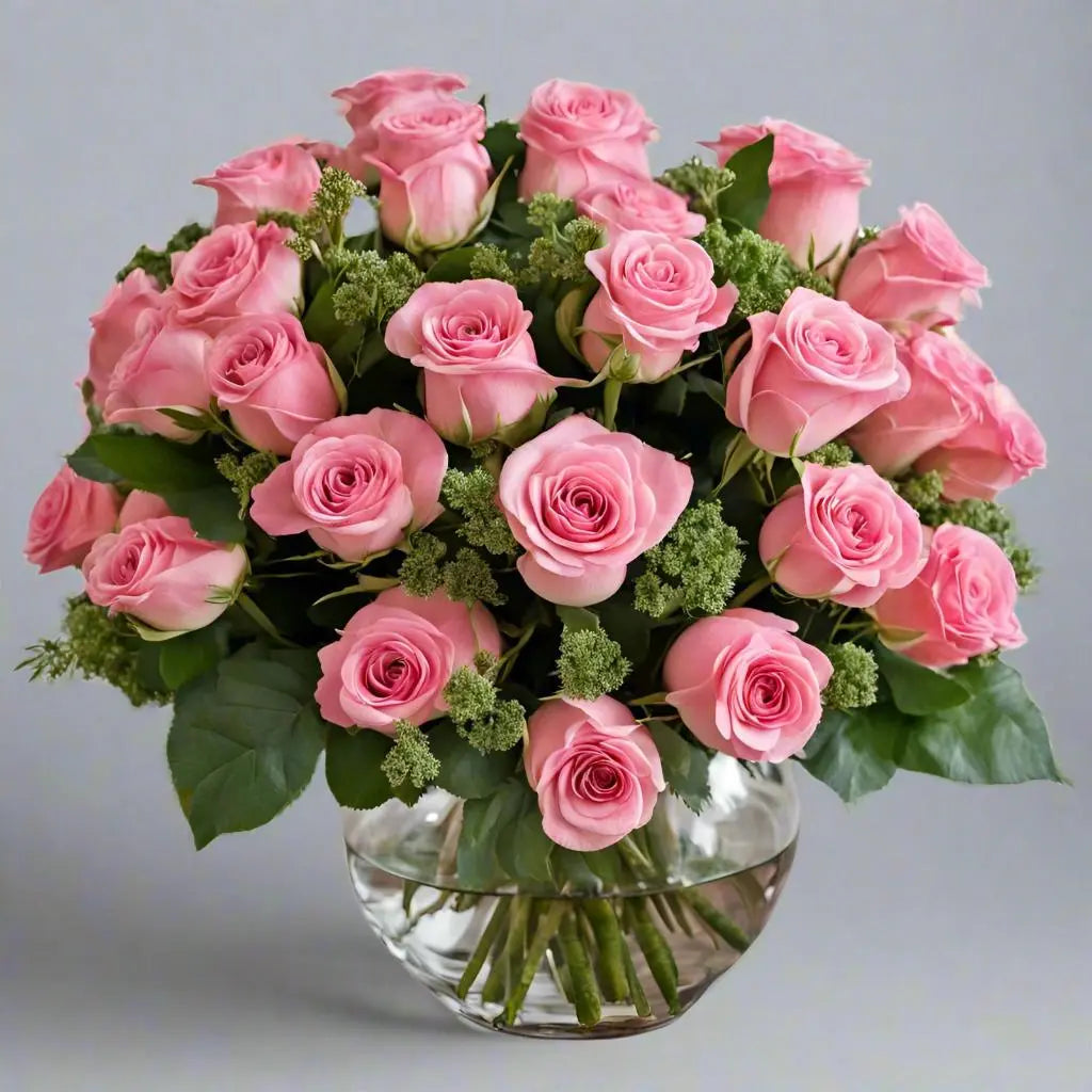 Pink Roses By The Dozen - Classic and Elegant Same-Day Delivery Throughout Las Vegas - Bud Weismiller Flowers