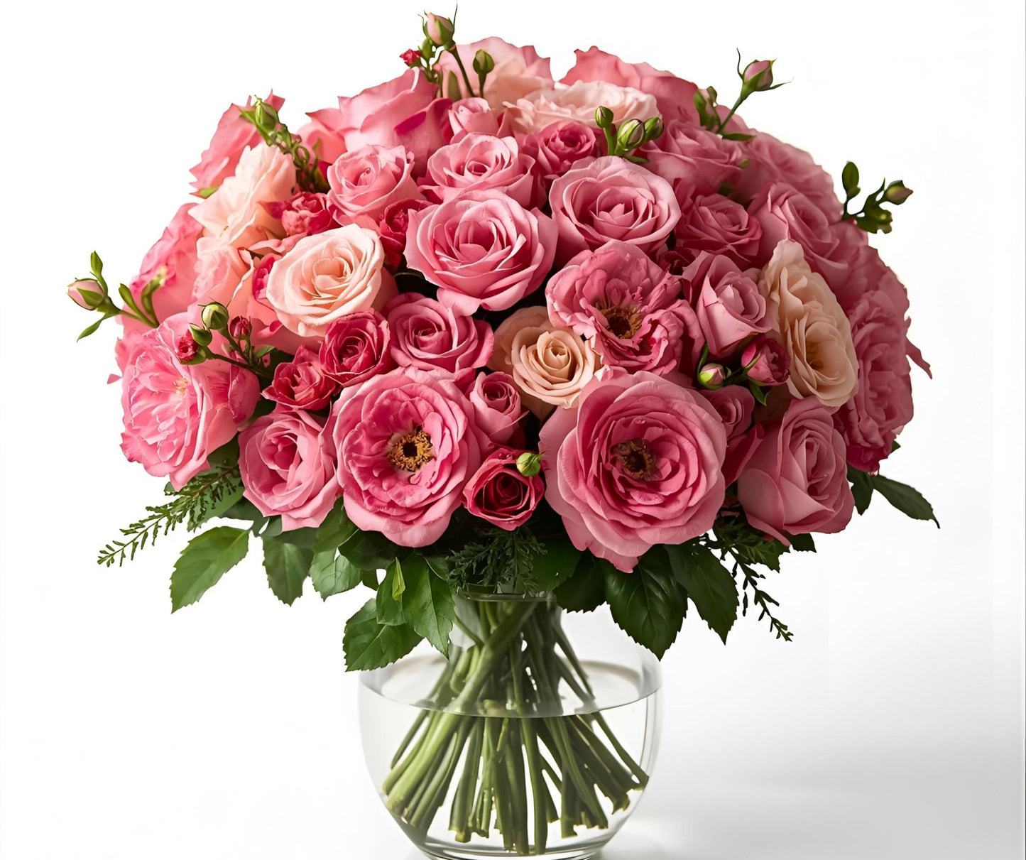 A premium bouquet of pink spray roses called Poppin Pink a design by Bud Weismiller Flowers in Las Vegas.