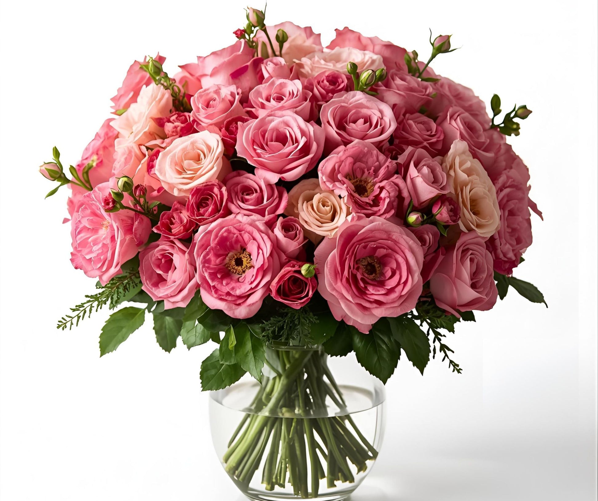 A premium bouquet of pink spray roses called Poppin Pink a design by Bud Weismiller Flowers in Las Vegas.